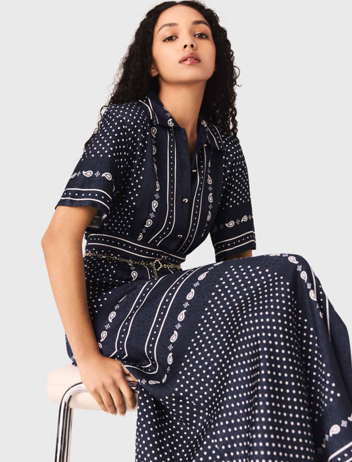 Flowy patterned maxi dress - Navy