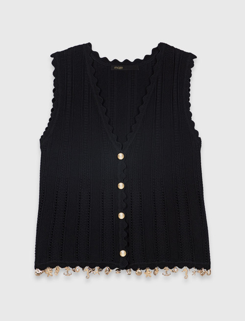 Gold embellished knit cardigan - Black
