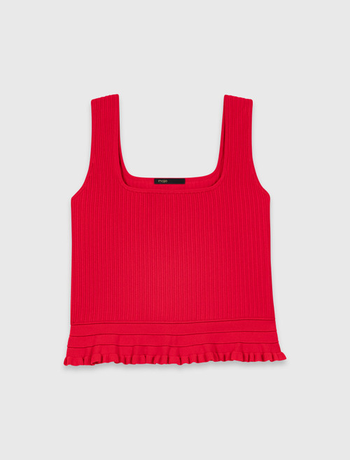 Ruffled knit top - Red