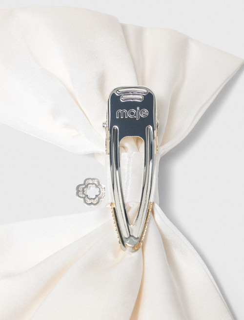 Satin effect bow barrette - White