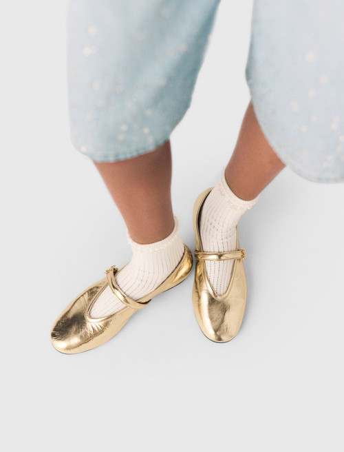 Metallic leather ballet flats - Gold
