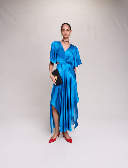 Blue Satin Maxi Dress | Maje