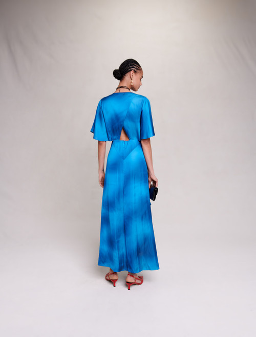 Blue Satin Maxi Dress | Maje