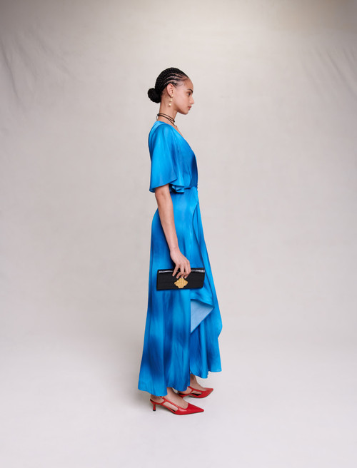Blue Satin Maxi Dress | Maje