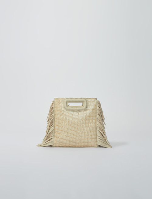 Mini M bag in crocodile embossed leather - Beige