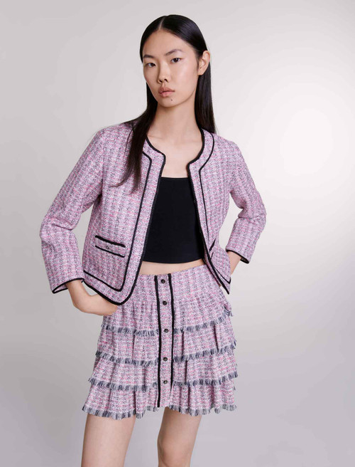 Pink short tweed skirt | Maje