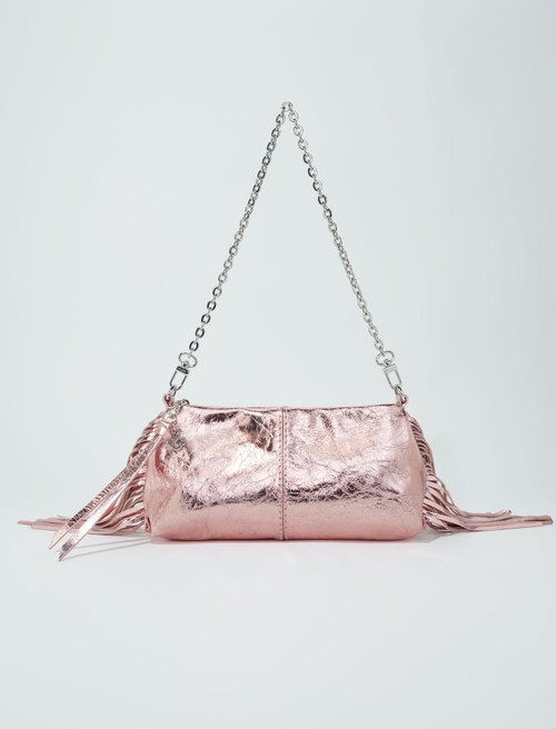 Metallic leather shoulder bag - Pink