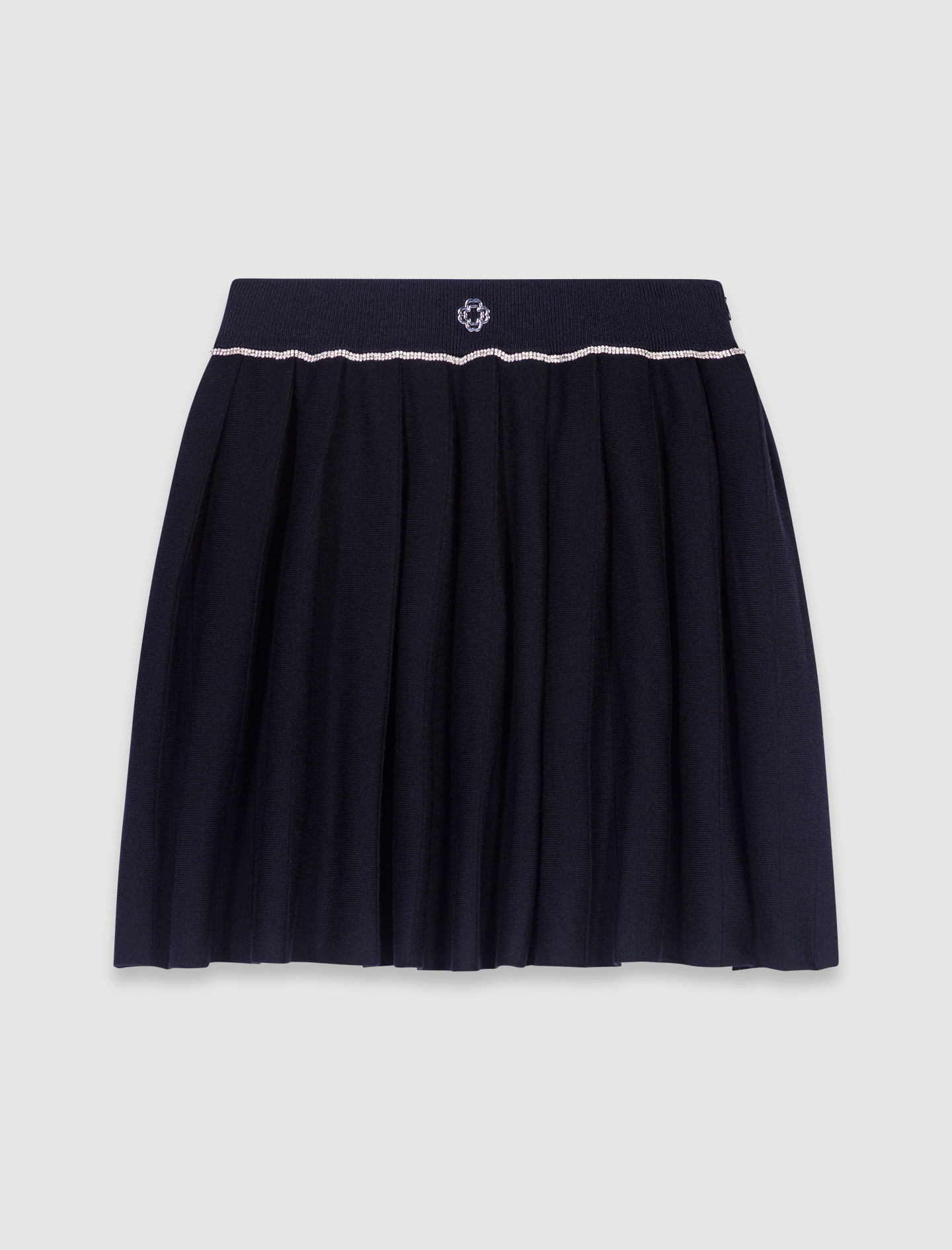 Pleated knit short skirt - Black