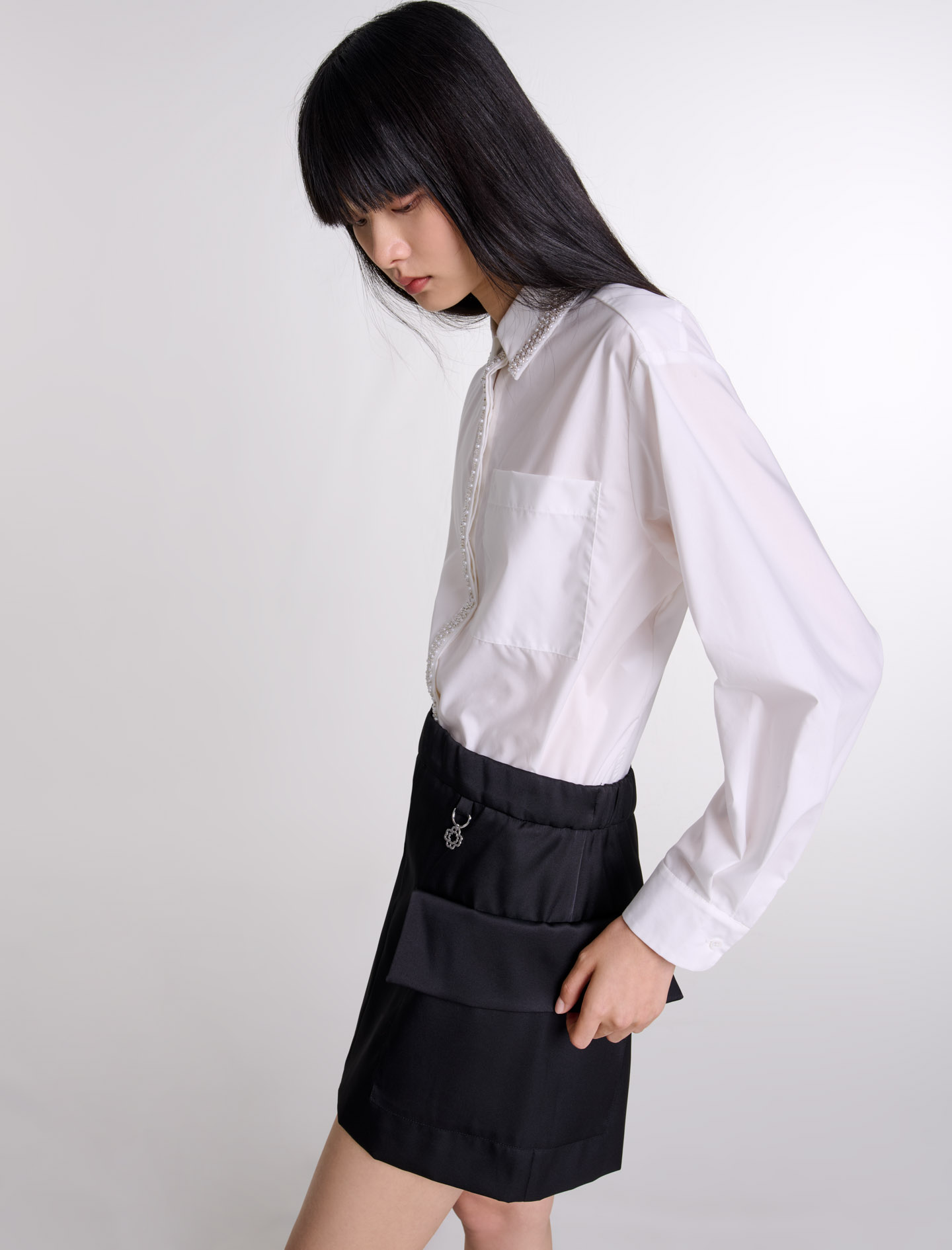 Short satin skirt - Black