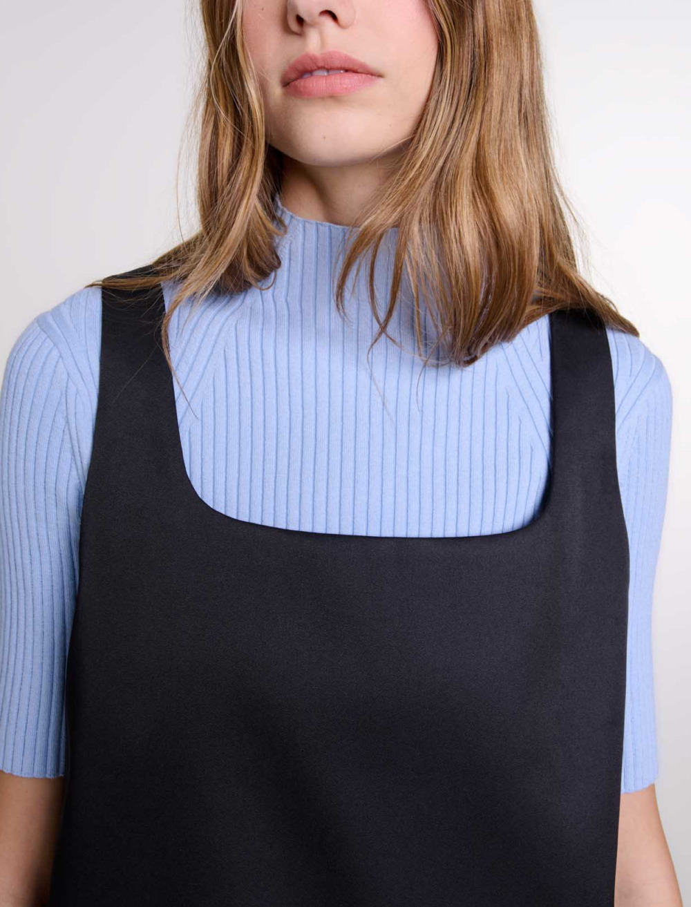 Satin pinafore dress - Black