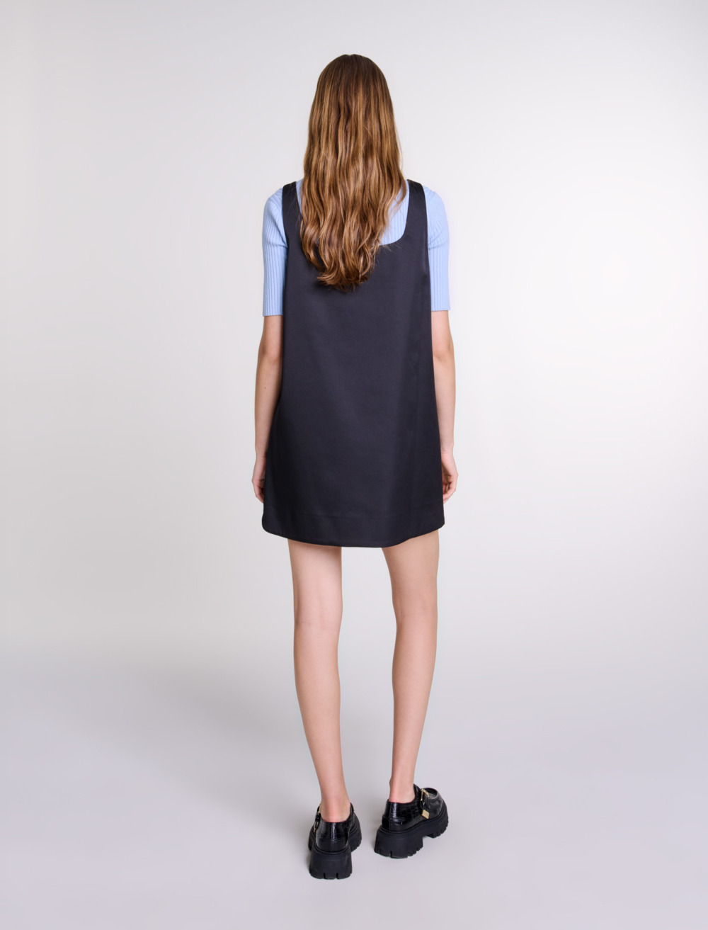 Satin pinafore dress - Black