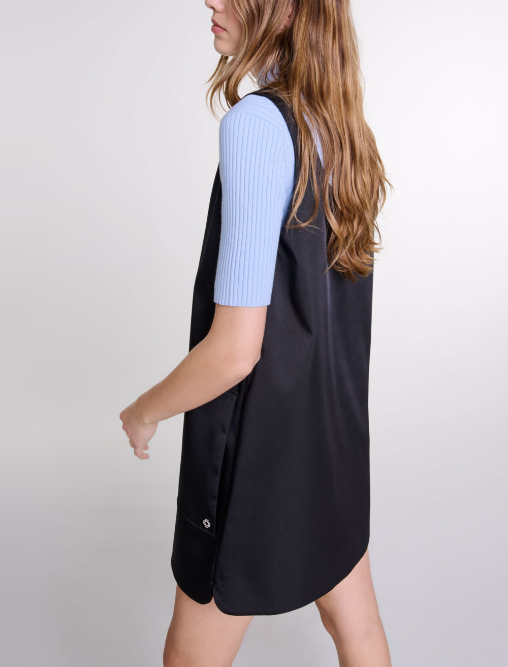 Satin pinafore dress - Black