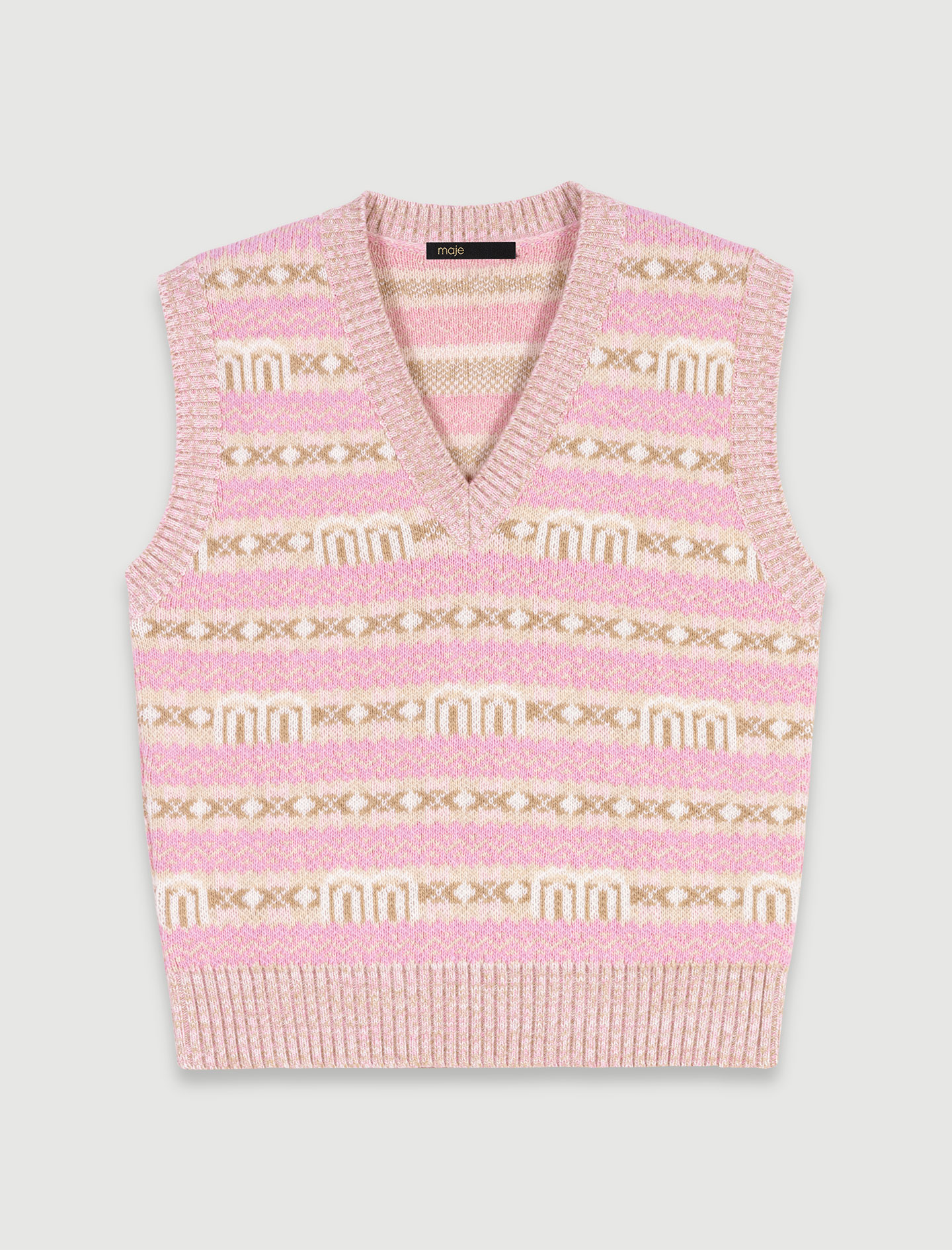 Sleeveless jacquard jumper - Pink