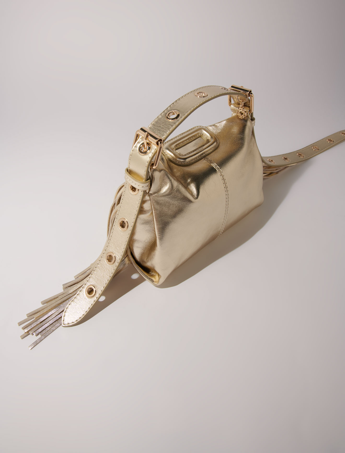 逆輸入 Metallic leather Maje | Gold bag Mini M Miss 口紅