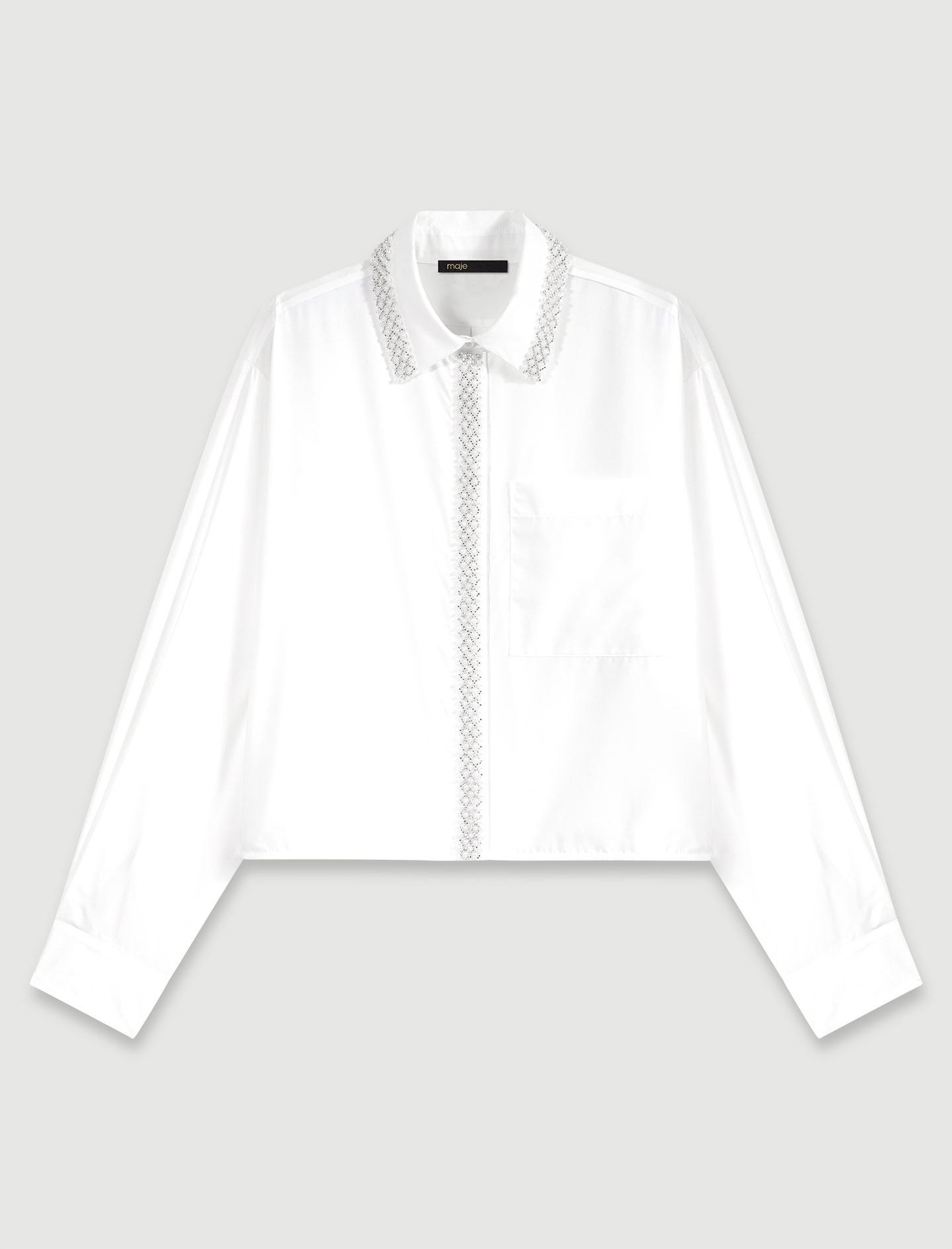 Beaded cropped shirt - White