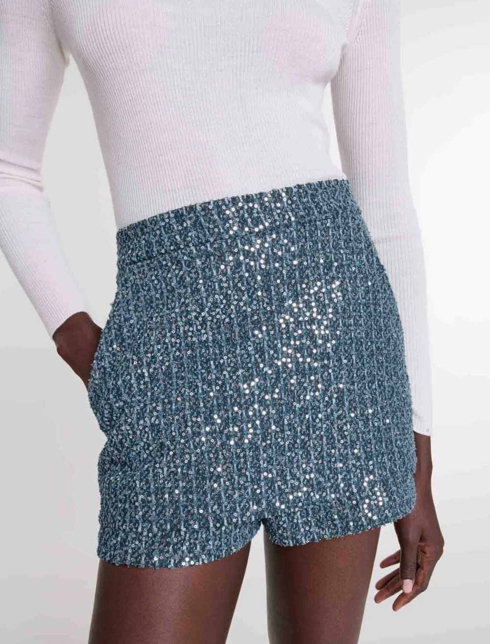 Tweed illusion shorts - Blue