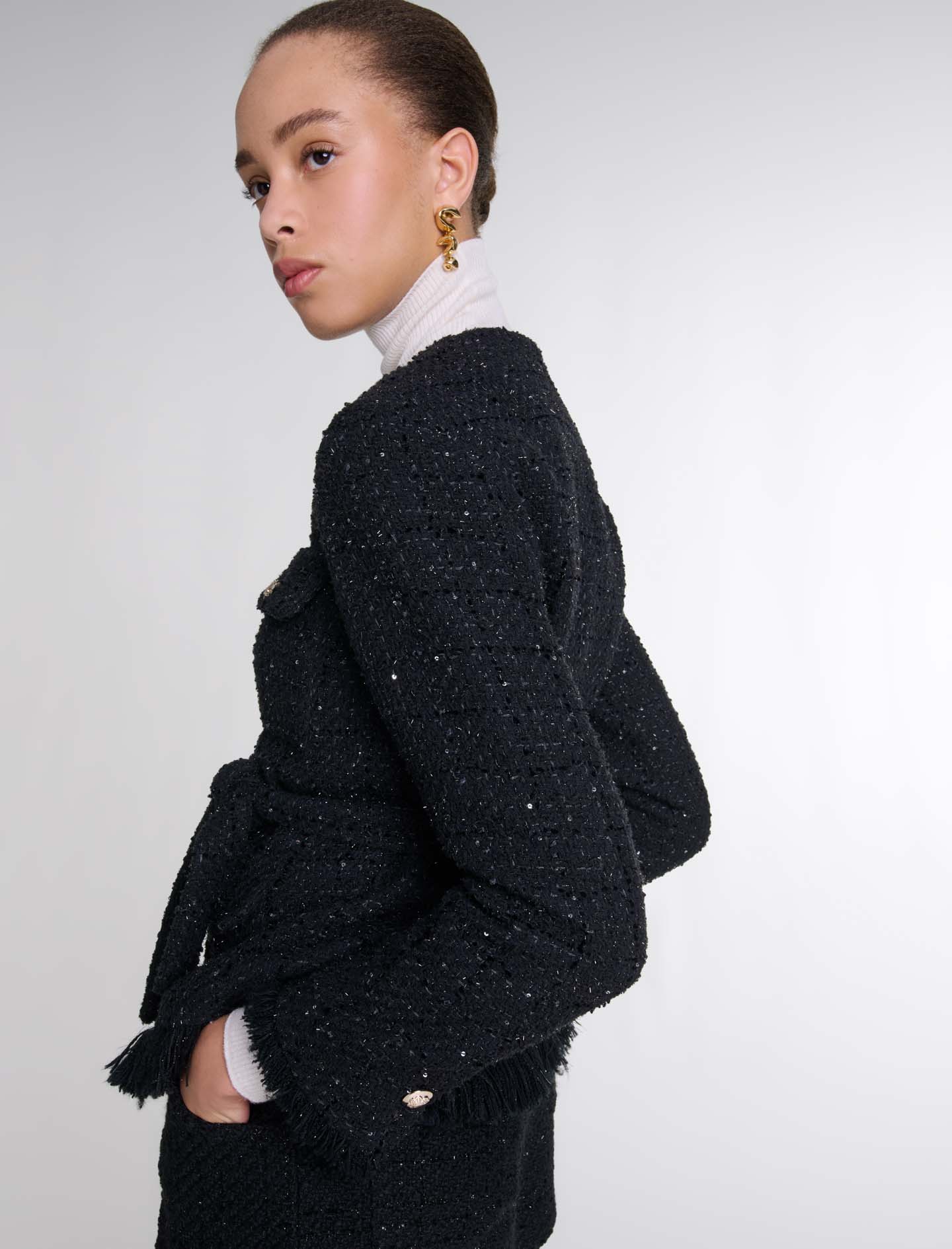 シェリエGlitter tweed jacket Black美品 Glitter tweed jacket – shéller / シェリエ