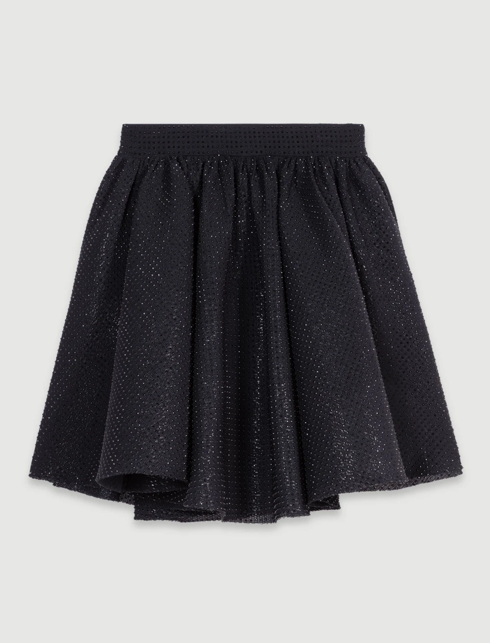 Short full rhinestone skirt - Black