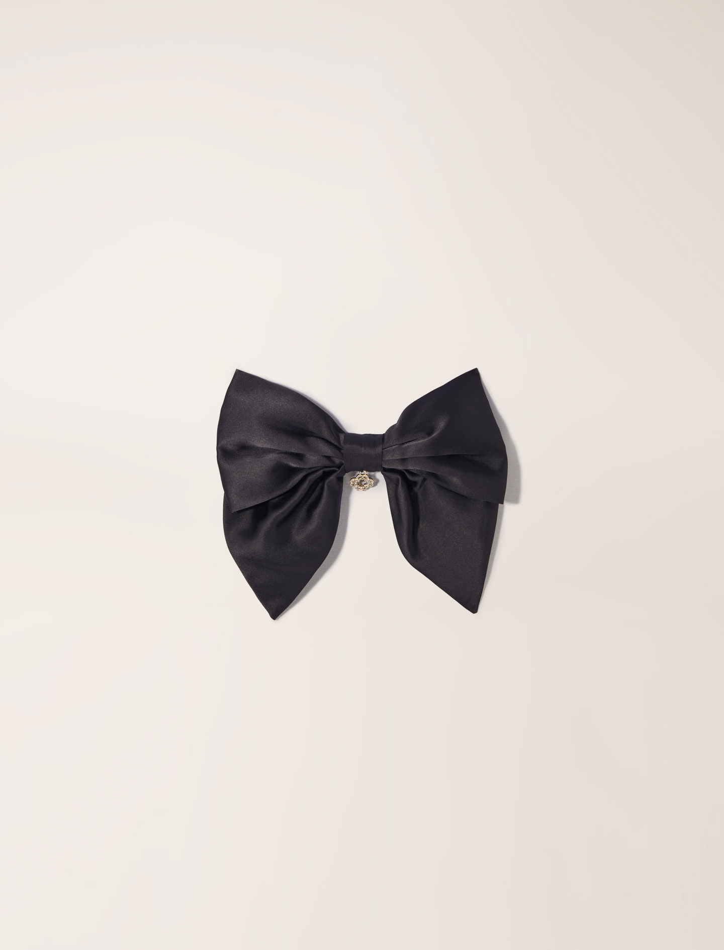 Satin effect bow barrette - Black