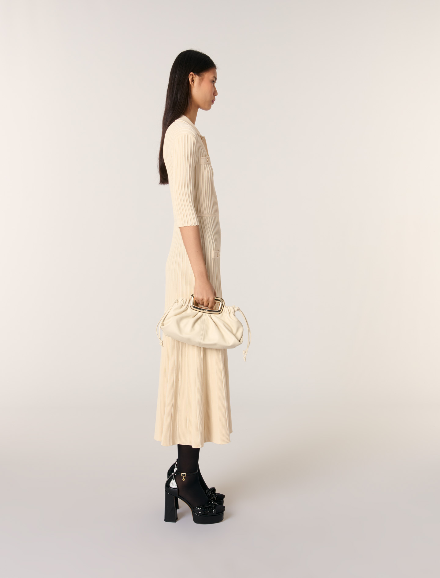 Sequin knit midi dress Beige | Maje