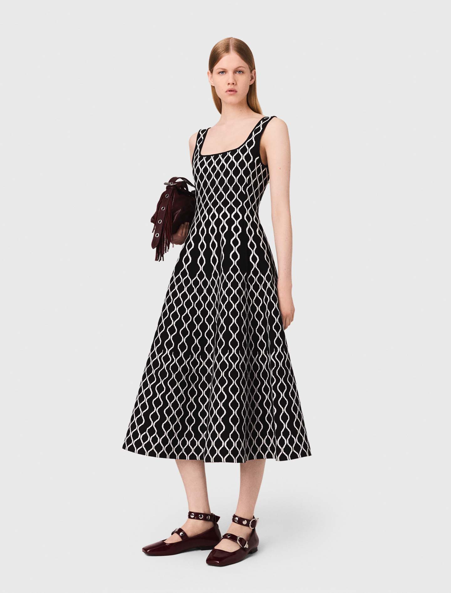 Jacquard knit midi dress - Black
