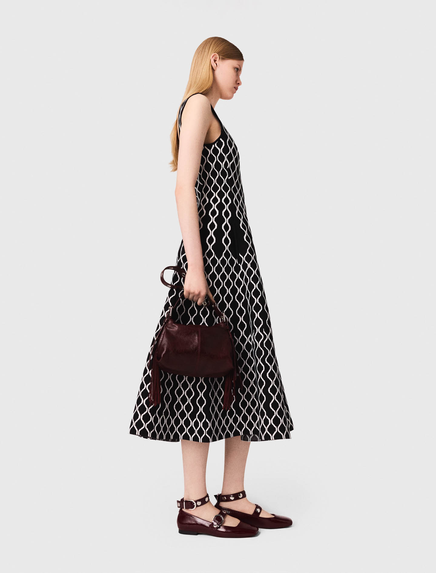 Jacquard knit midi dress - Black