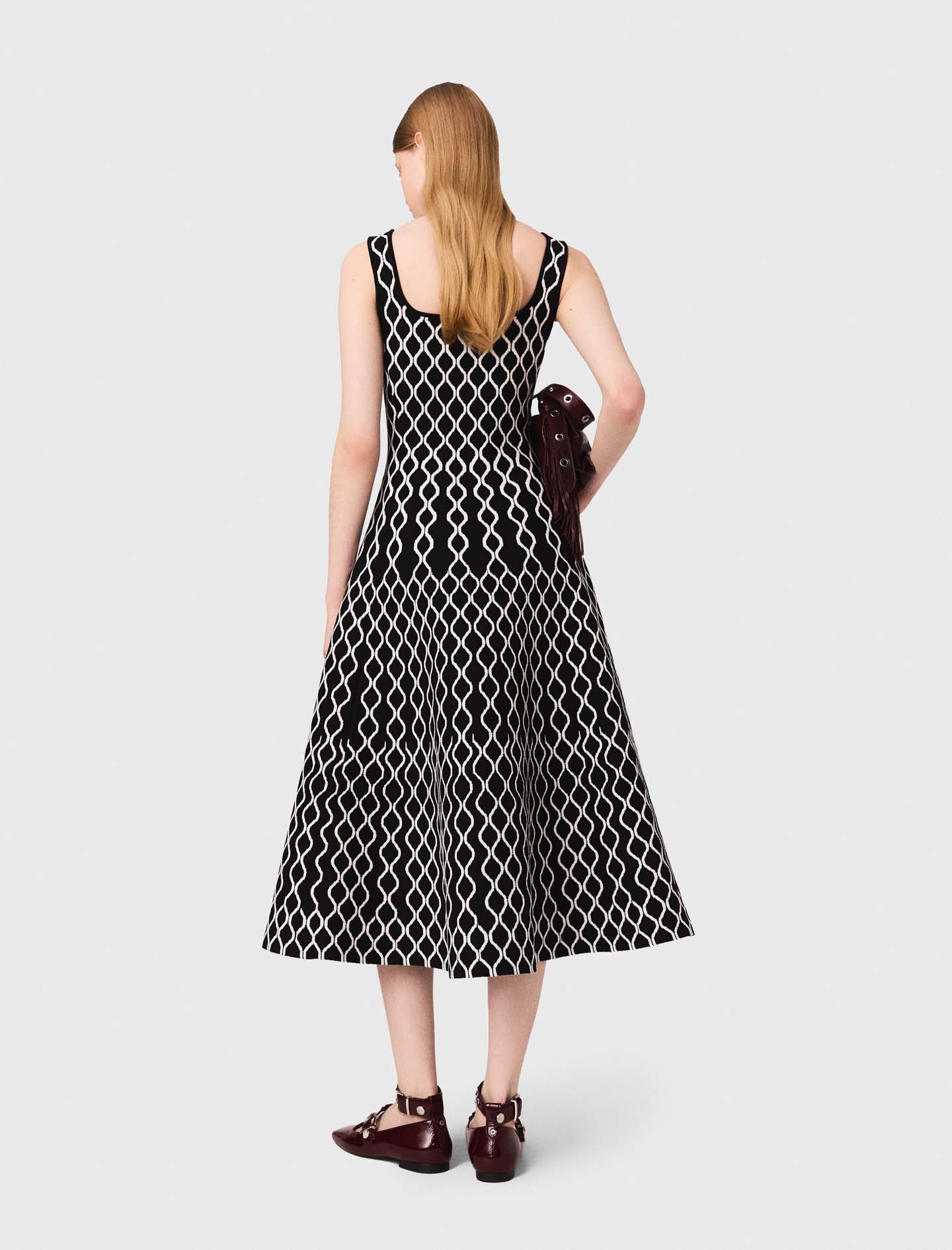 Jacquard knit midi dress - Black