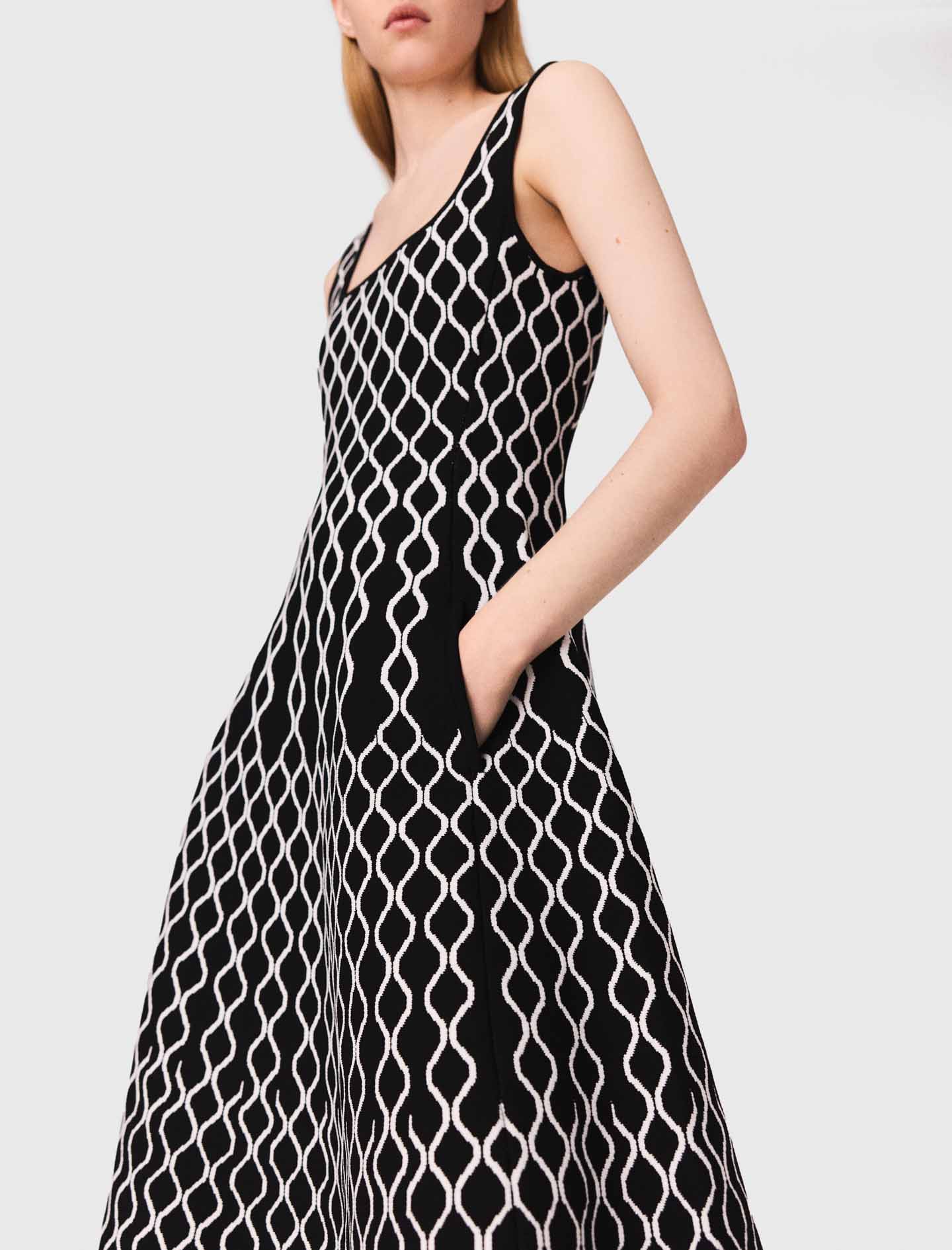 Jacquard knit midi dress - Black