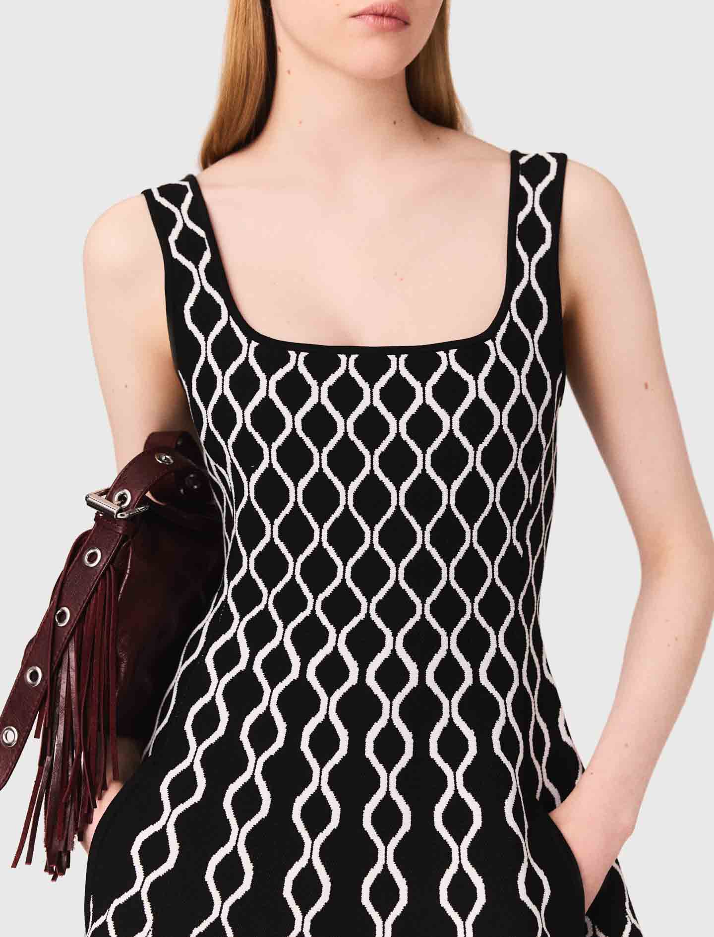 Jacquard knit midi dress - Black