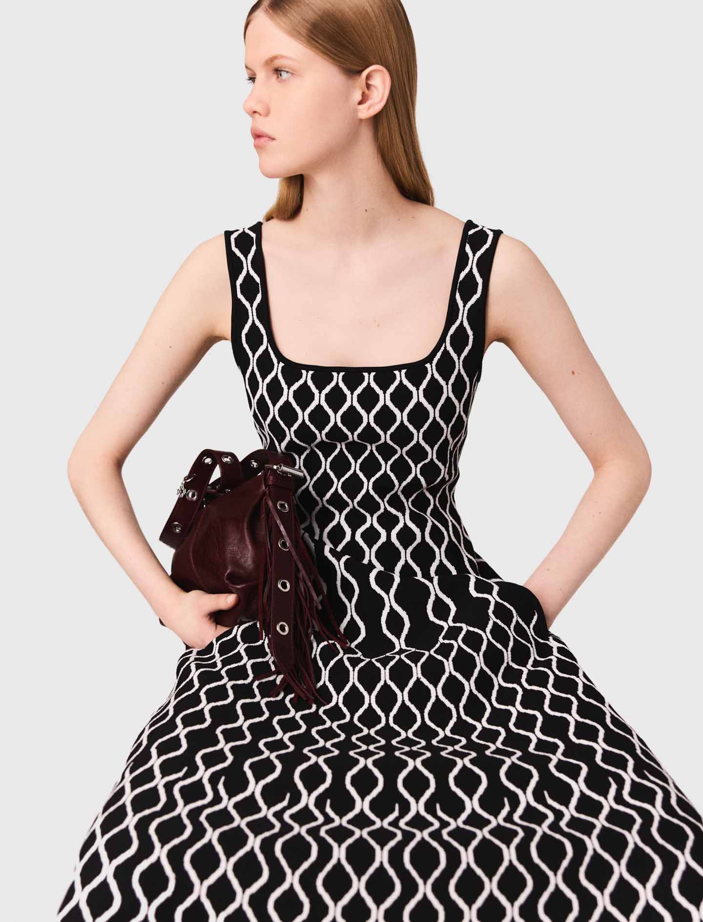 Jacquard knit midi dress - Black