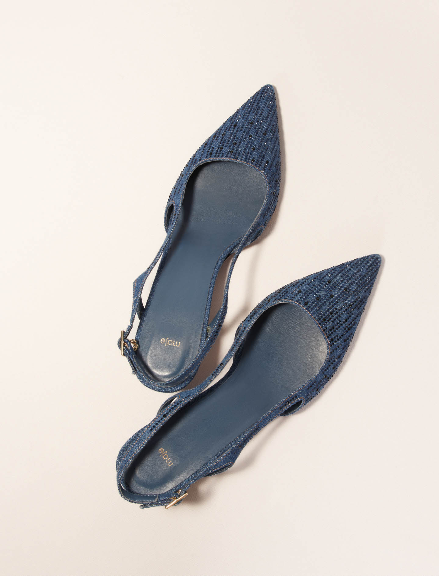 Slingback pump in rhinestone denim - Blue