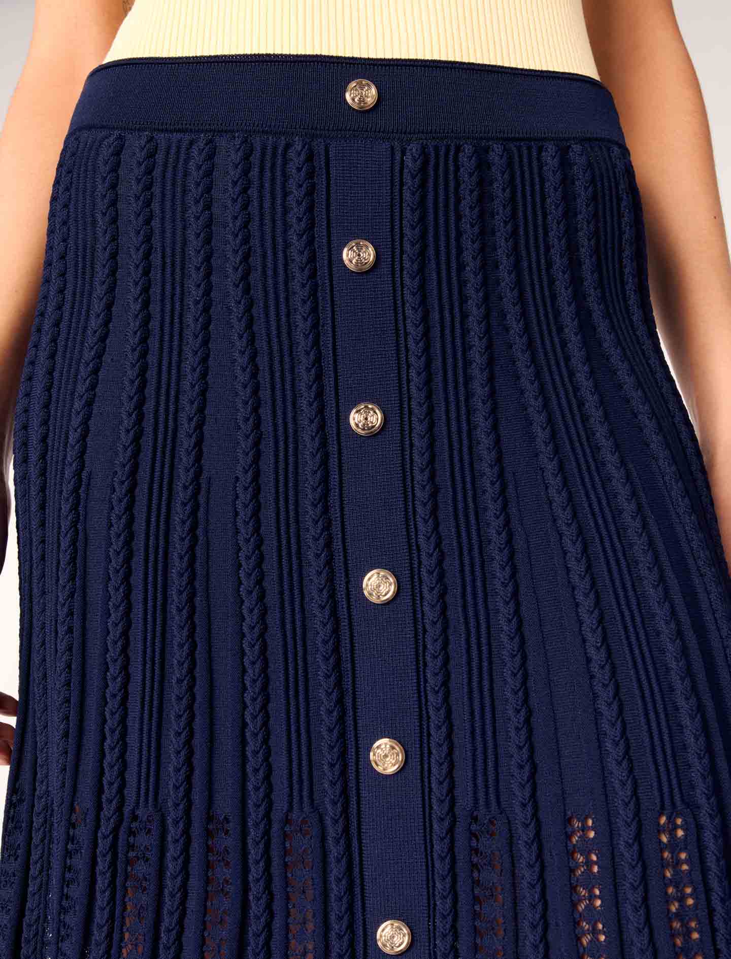 Woven knit short skirt - Navy