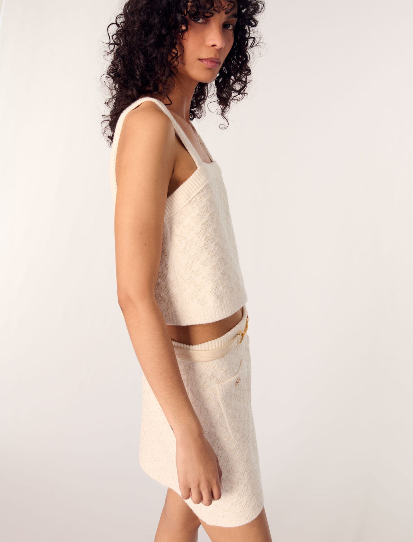 【EEUN】Twist & Fall Skirt Buy Tweed-Effect Knitted Skirt Online in Dubai | Maje UAE
