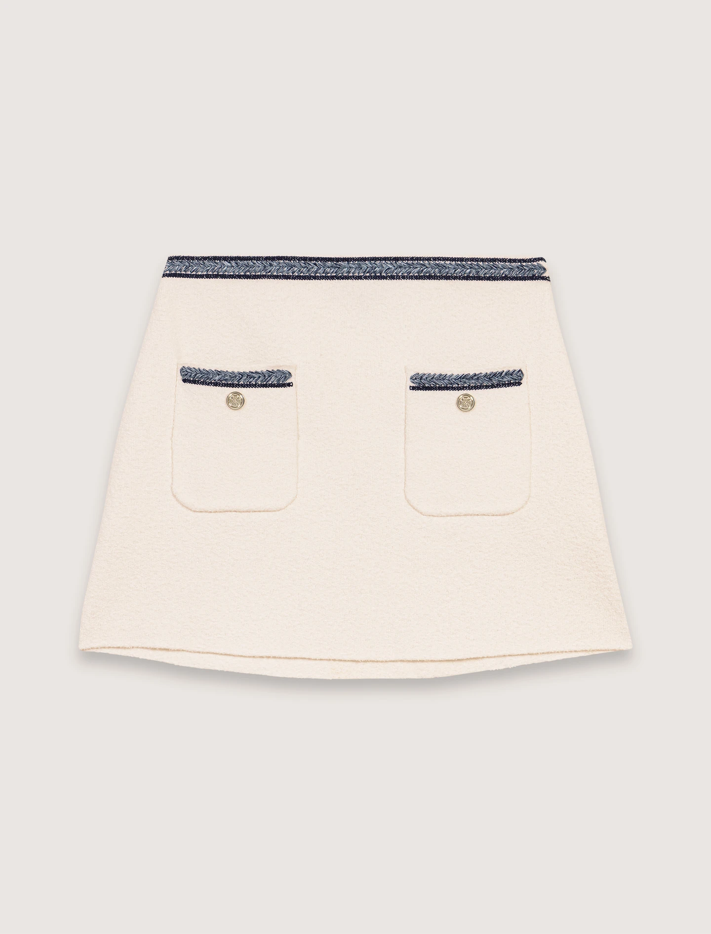 Short skirt with contrasting trim - Ecru