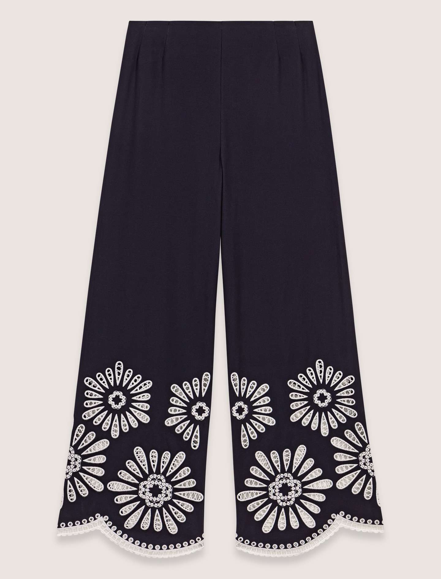 ❤️人気新作 新品 maje カジュアルパンツ Trousers with crochet detail Navy | Maje