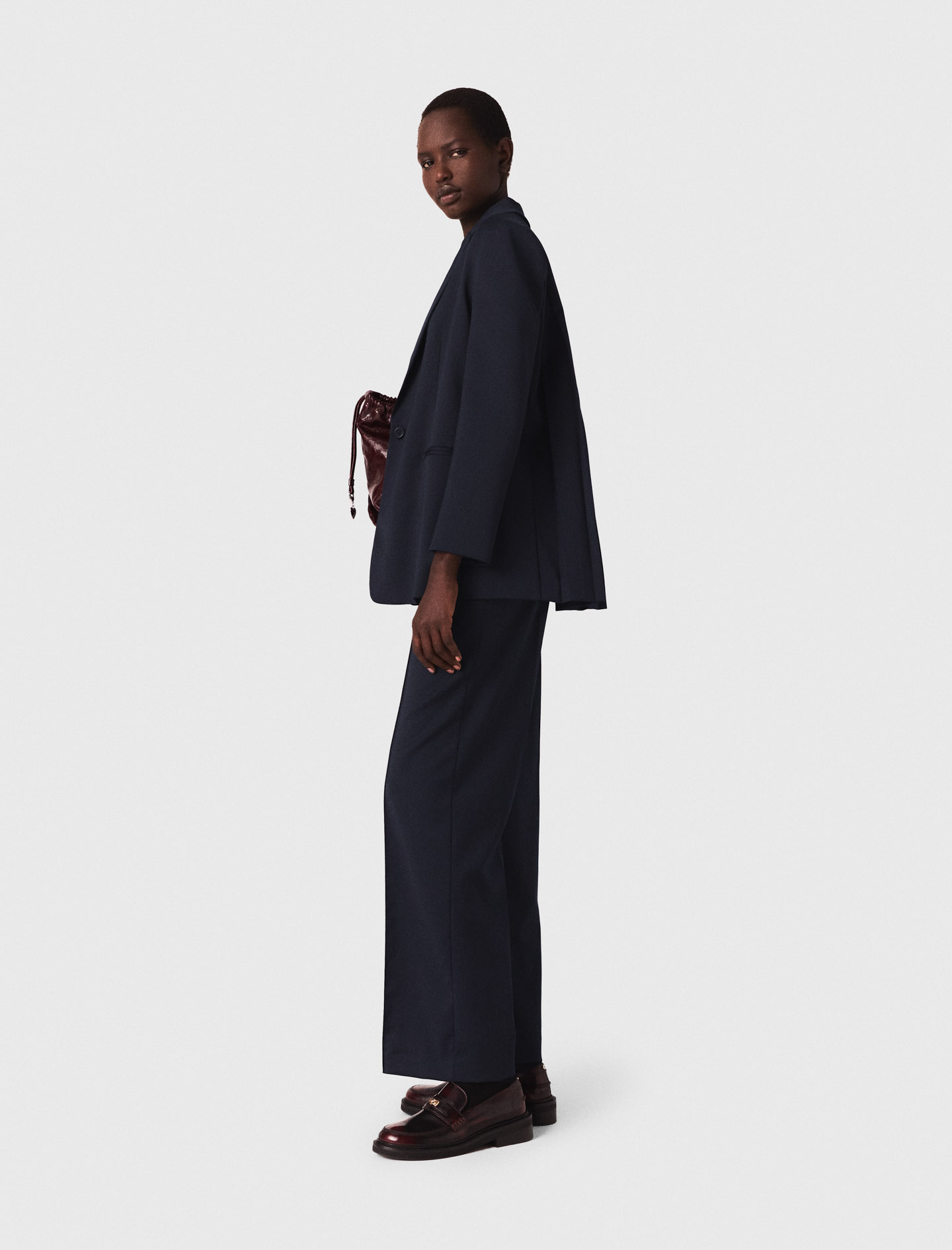 Suit jacket with pleated back - Navy