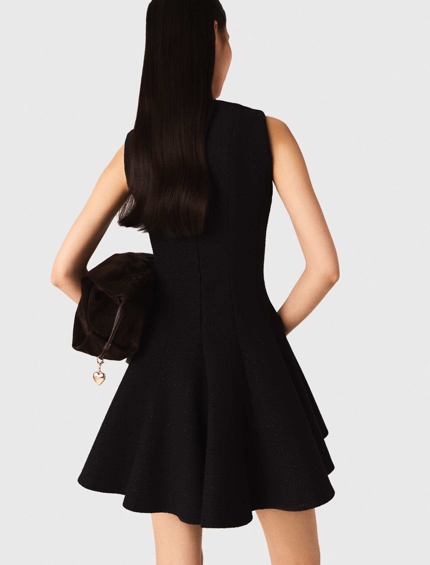 Short flared tweed dress Black | Maje