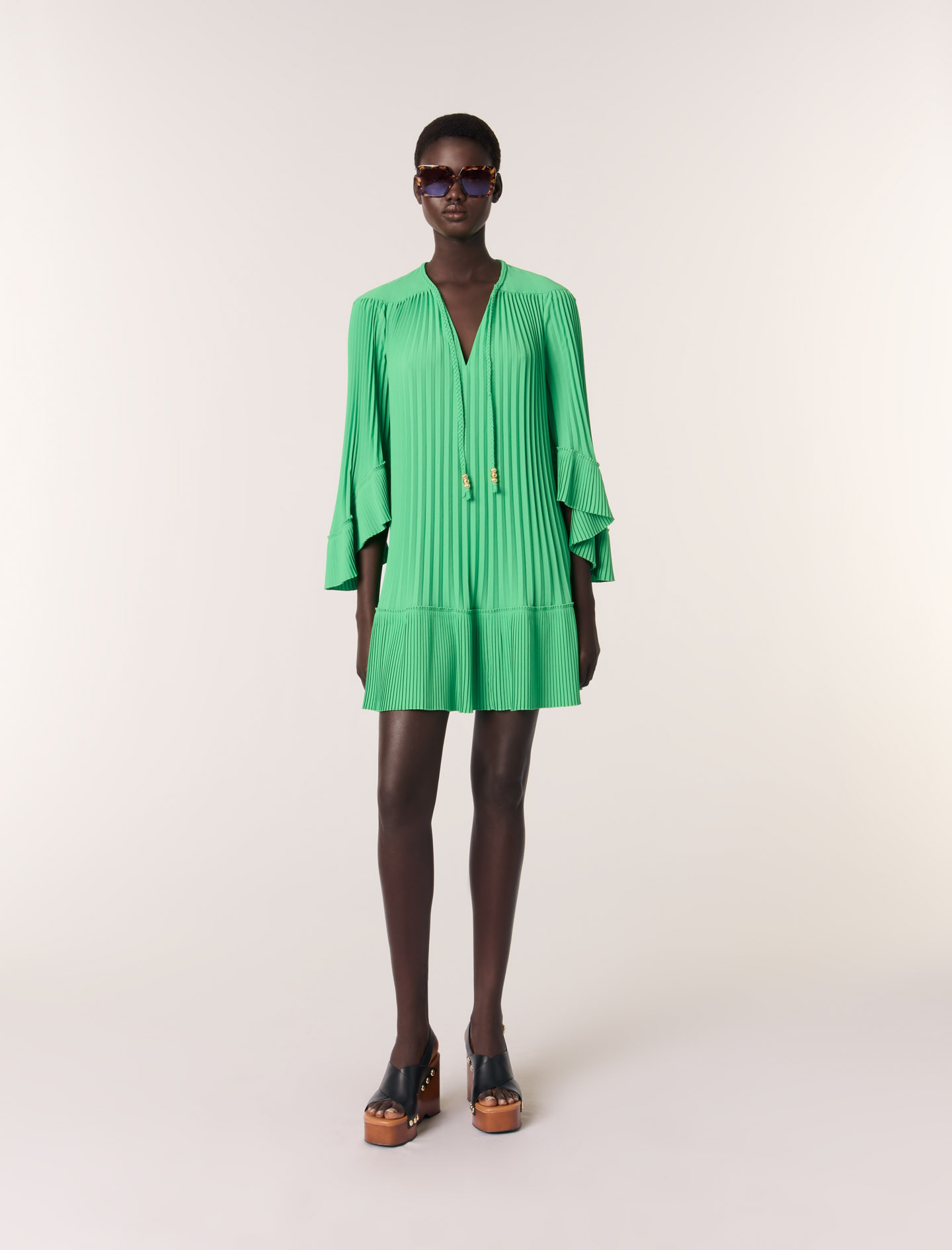Short pleated dress - Green