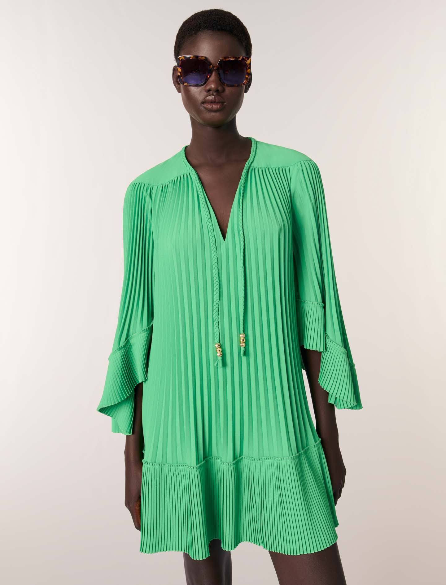 Short pleated dress - Green