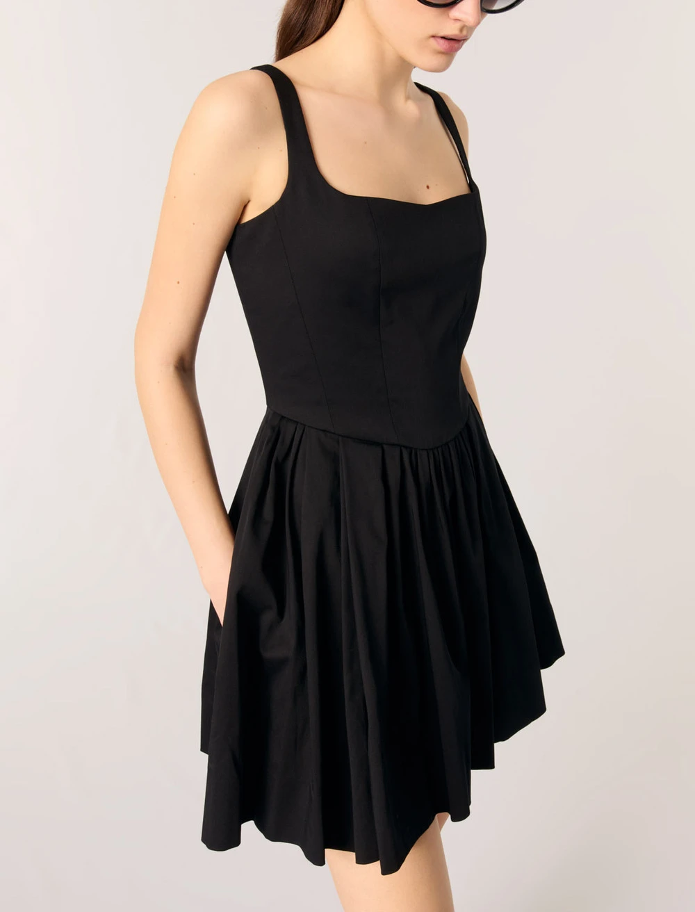 Short cotton dress - Black