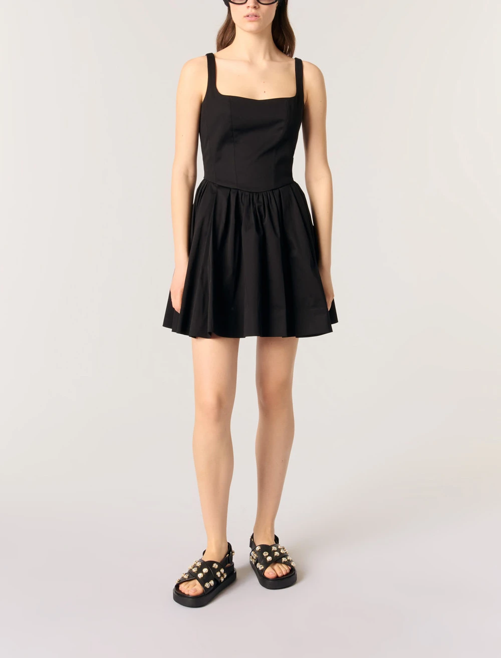 Short cotton dress - Black