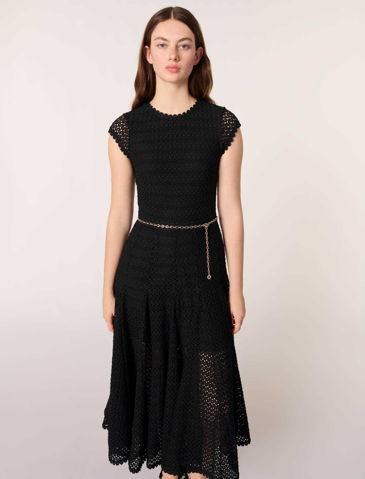 Maxi crochet knit dress - Black