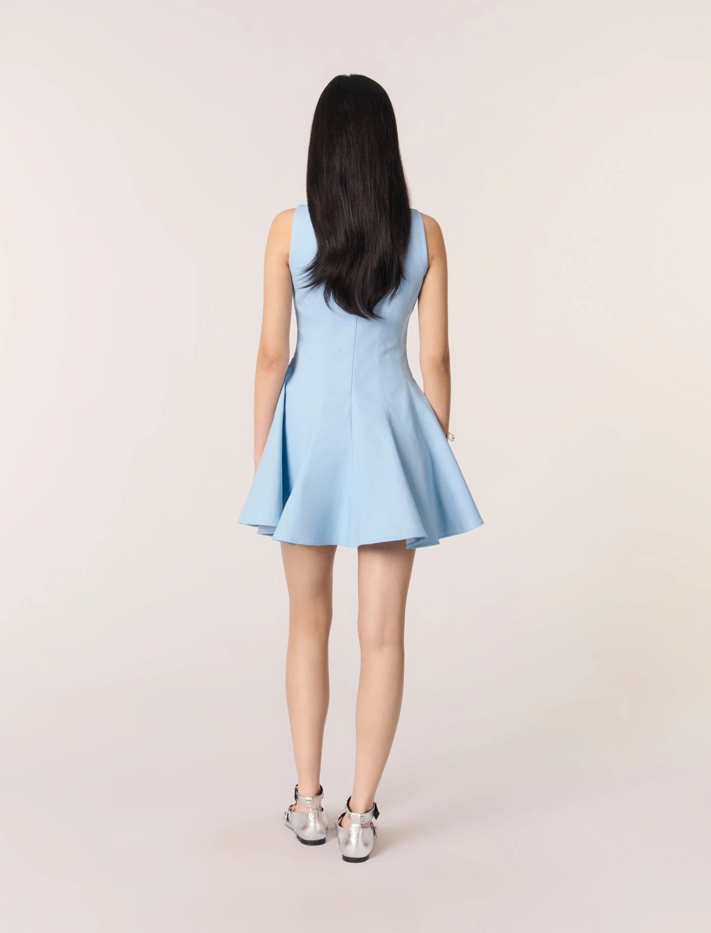 Short flared cotton dress - Blue