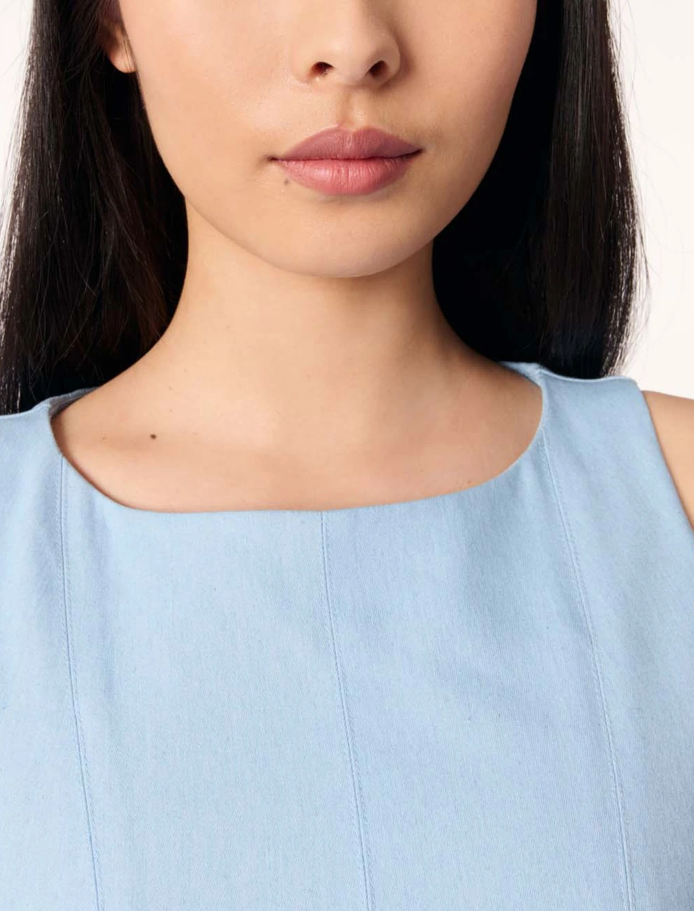 Short flared cotton dress - Blue
