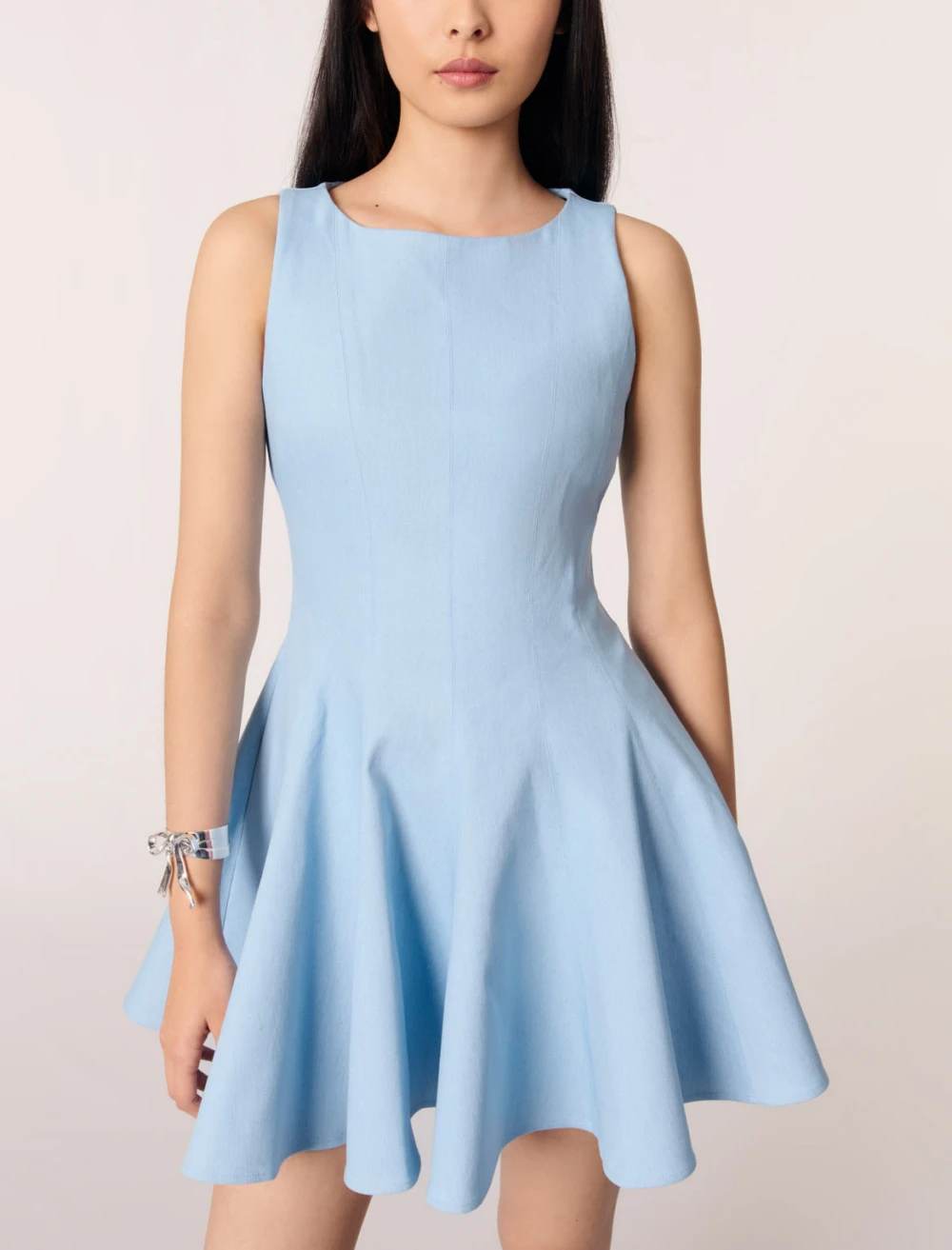 Short flared cotton dress - Blue