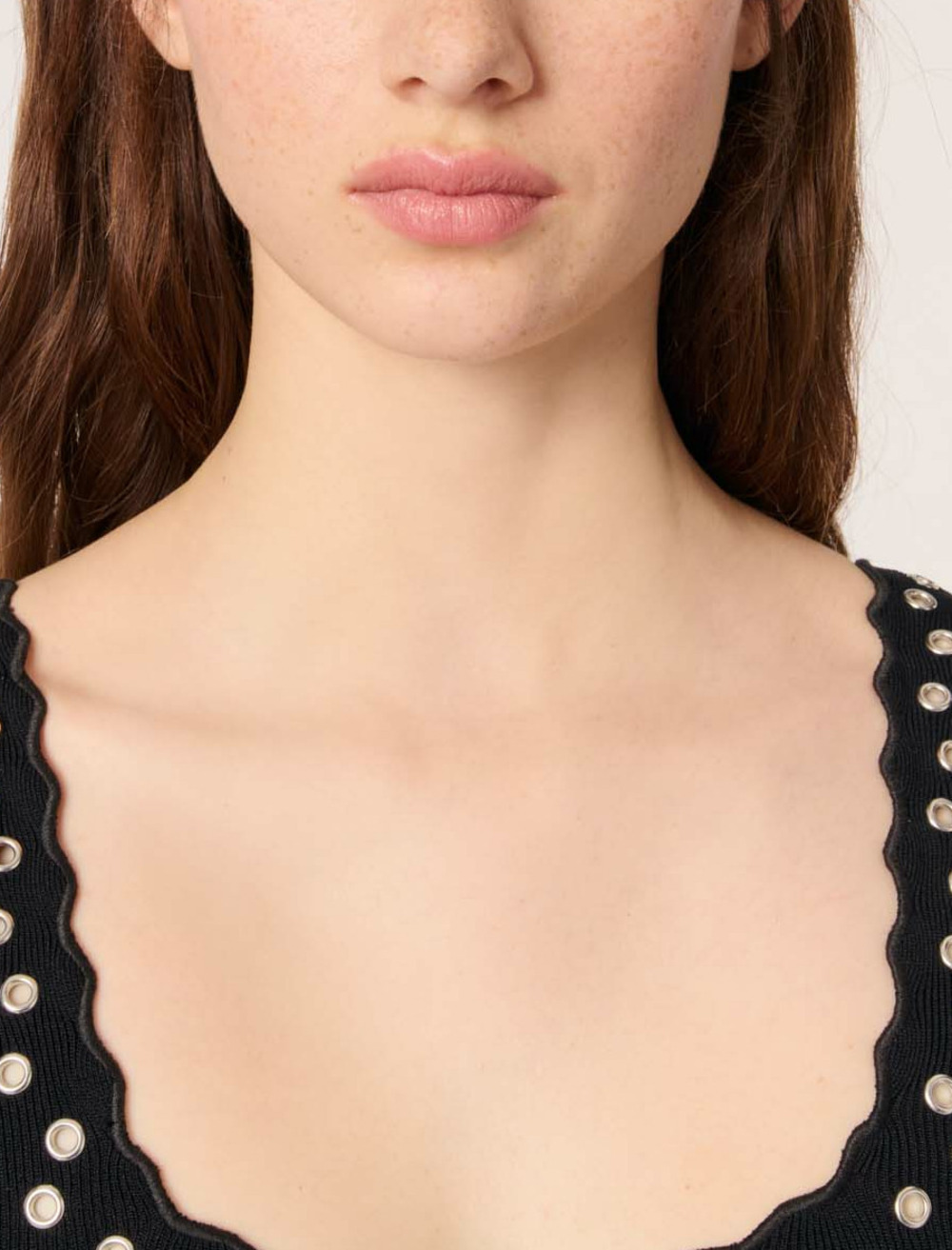 Short eyelet knit dress - Black