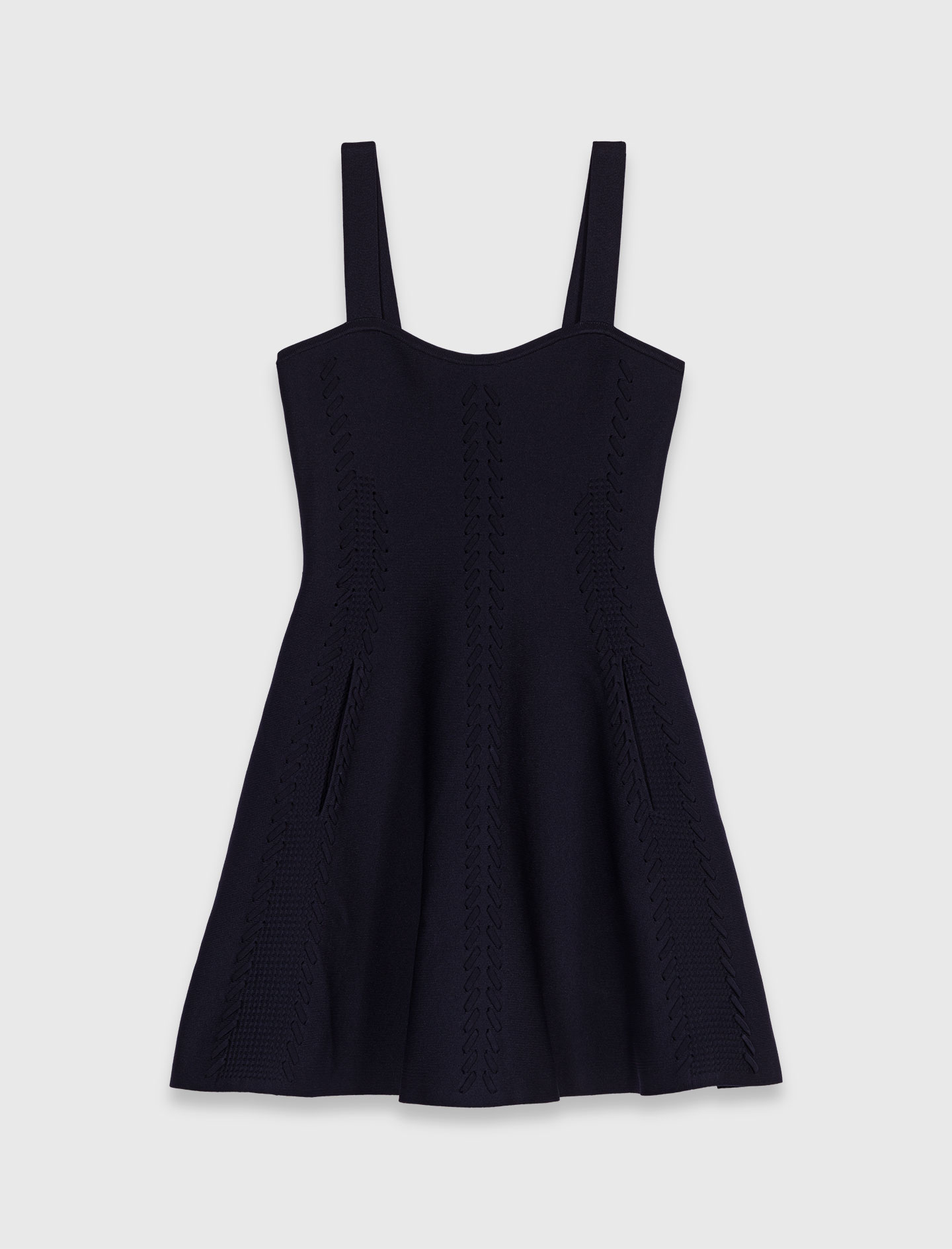 Short knitted babydoll dress - Navy