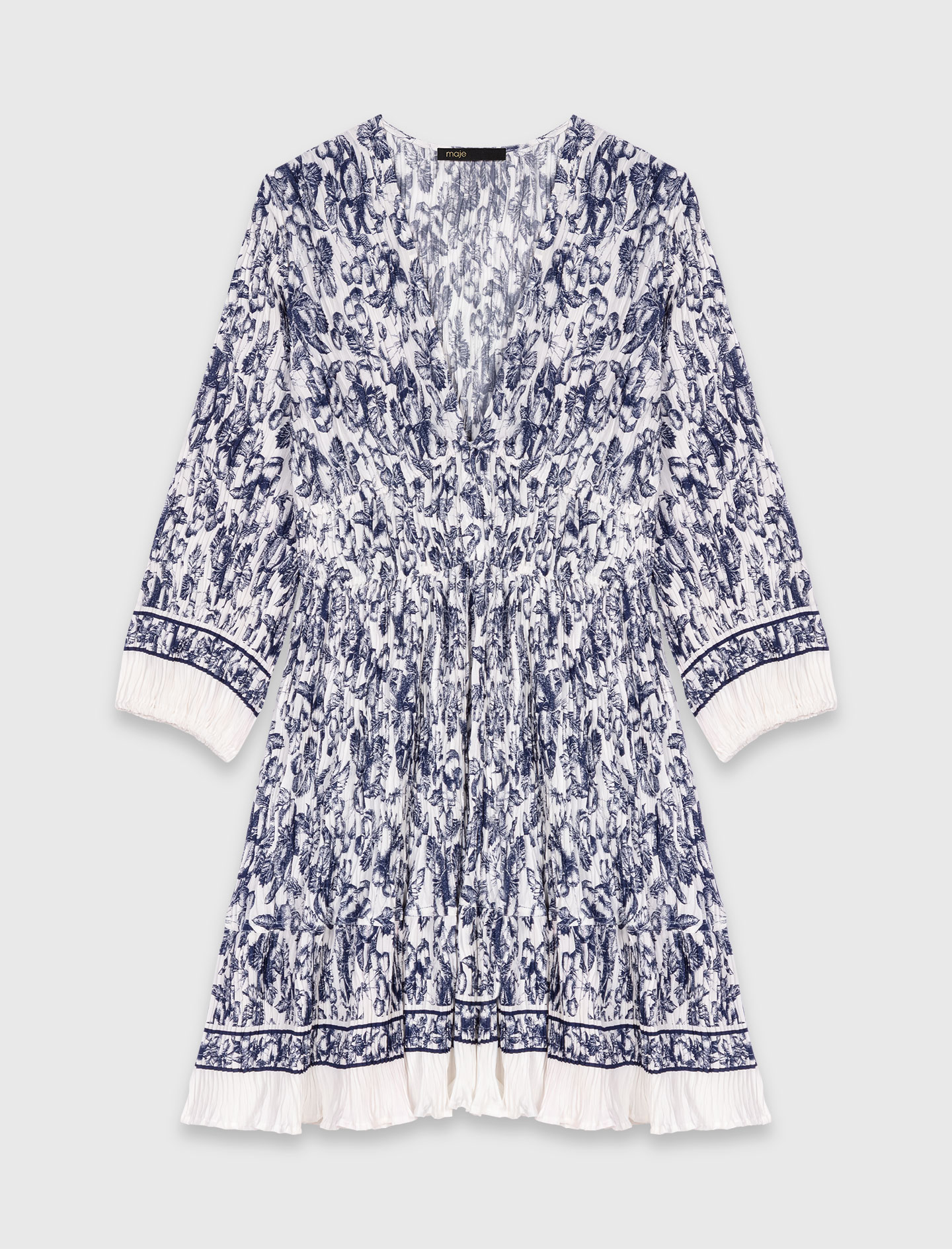 Patterned pleated dress - Blue