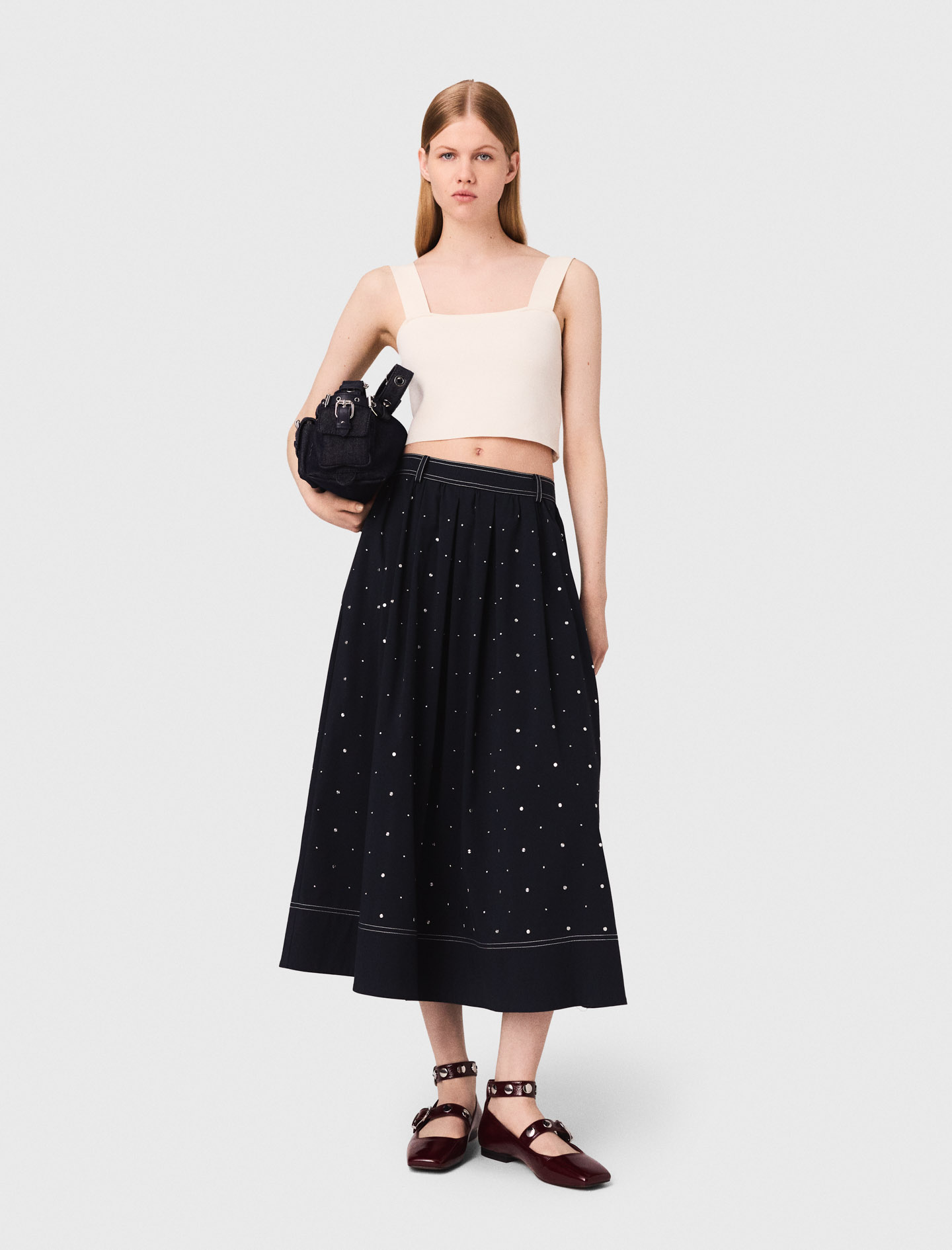 ★AGNEL★ Boy skirt_navy Blue Navy Satin Skirt | Rinascimento