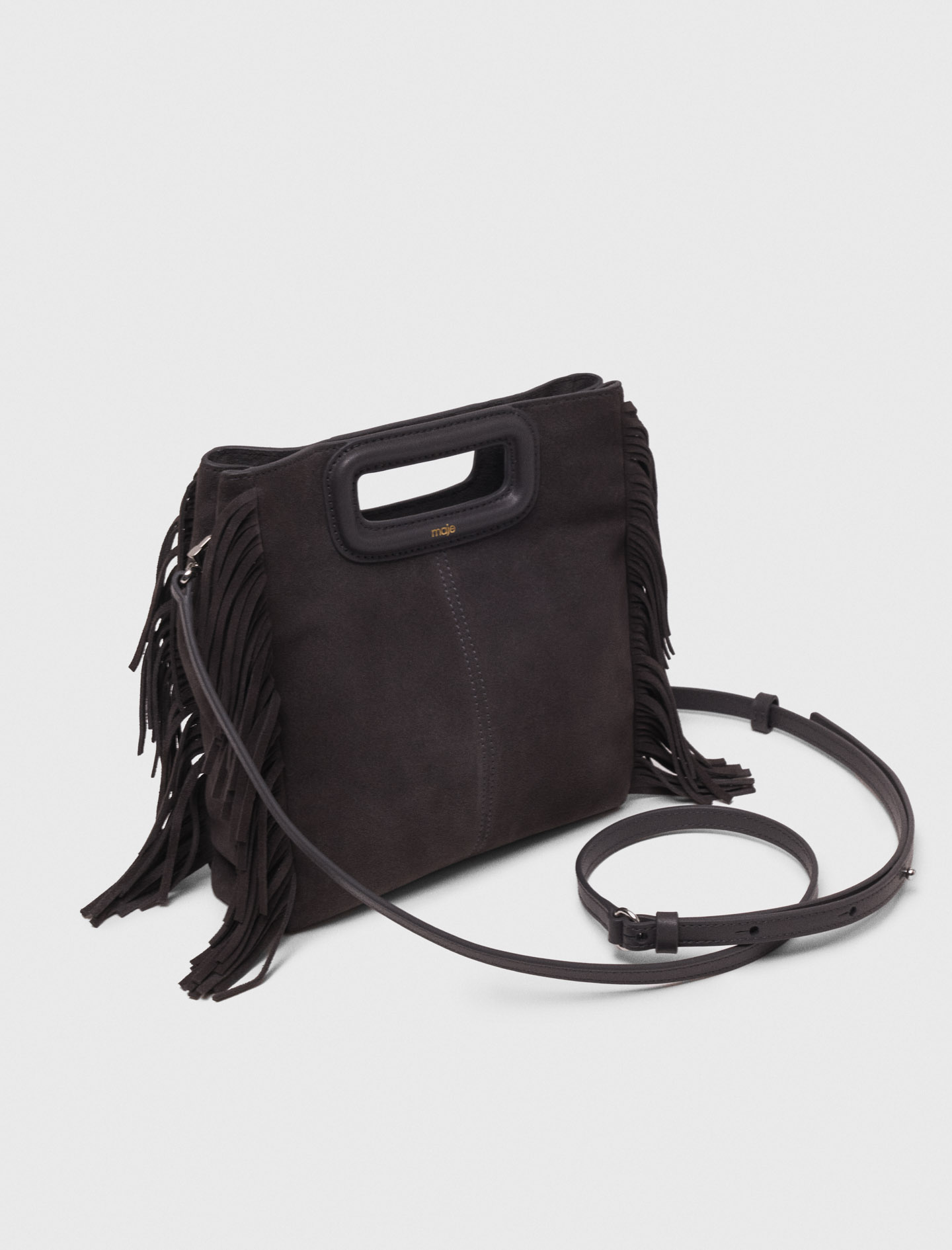 M bag in suede leather Grey | Maje